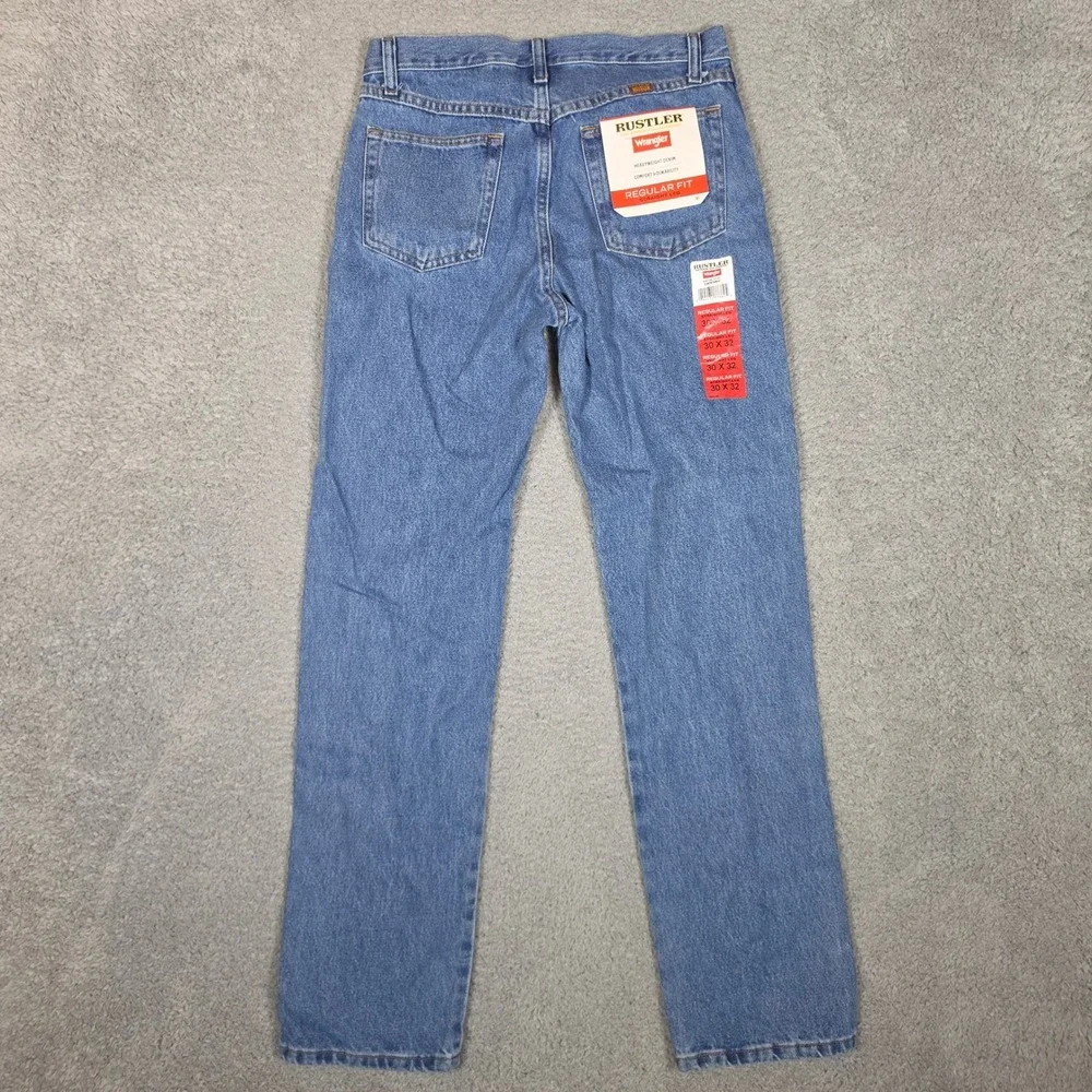Rustler Wrangler Jeans Men 30x32 Blue New Regular Fit Straight Leg Heavyweight